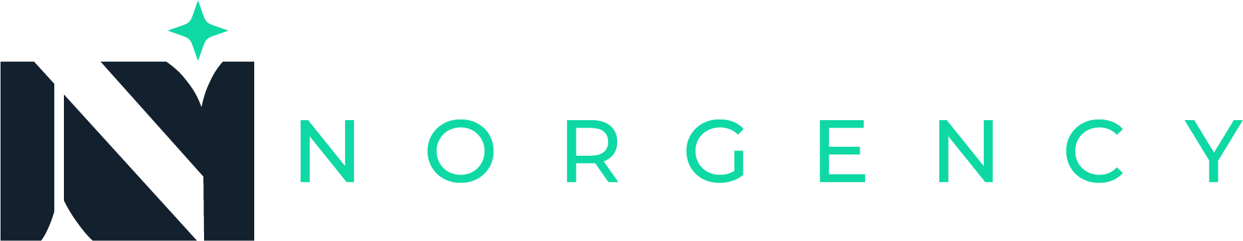 Norgency-logo med mørk N og grønn NORGENCY tekst